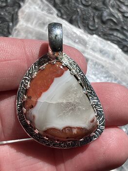 Red and White Druzy Agate Crystal Stone Jewelry Pendant #e5nGy5bR0Y8