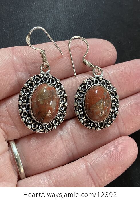 Red Brecciated Jasper Stone Crystal Earrings and Pendant Jewelry Set - #TrClQNqUWOU-5