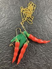 Red Chile Peppers Earrings and Necklace Jewelry Set #zypZNwxWgWI