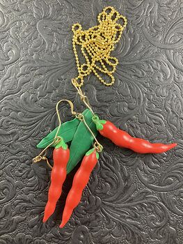 Red Chile Peppers Earrings and Necklace Jewelry Set #zypZNwxWgWI