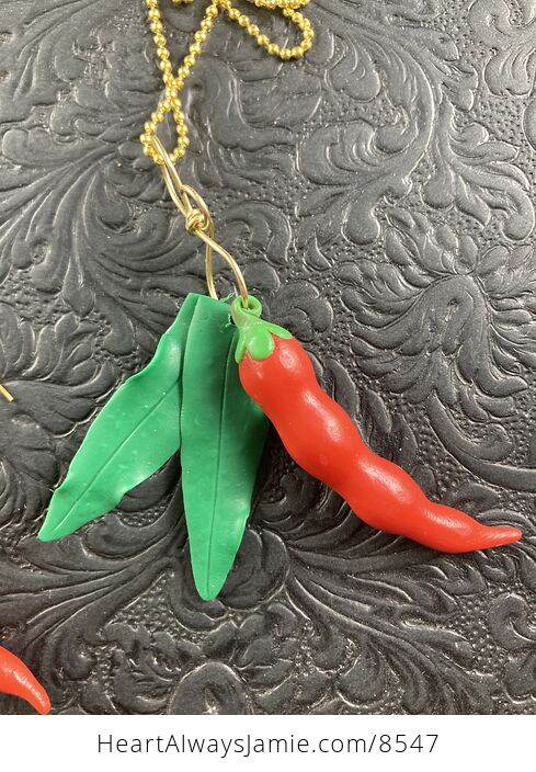 Red Chile Peppers Earrings and Necklace Jewelry Set - #zypZNwxWgWI-3