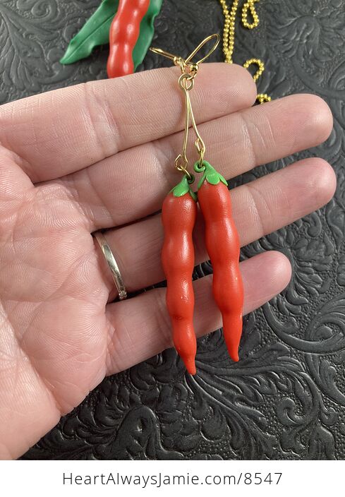 Red Chile Peppers Earrings and Necklace Jewelry Set - #zypZNwxWgWI-5