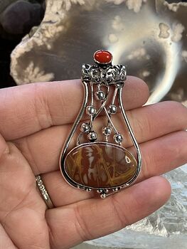 Red Coral and Noreena Jasper Gemstone Jewelry Crystal Fidget Pendant #g5Zu8iN1JdI