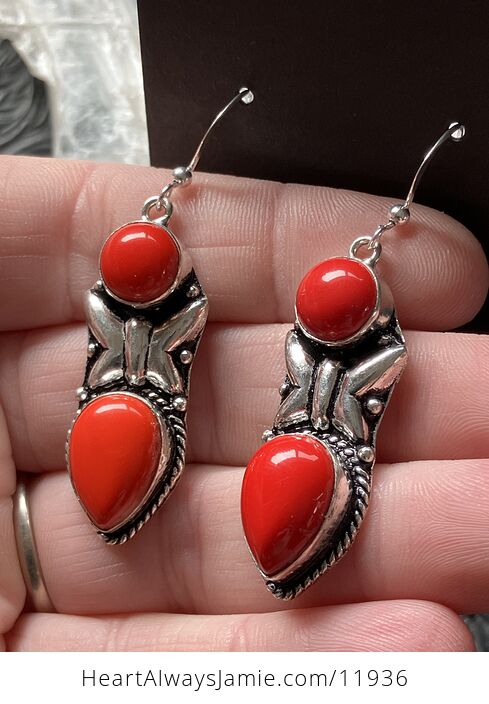 Red Coral Butterfly Crystal Stone Jewelry Earrings - #HL52LY3V0TI-3