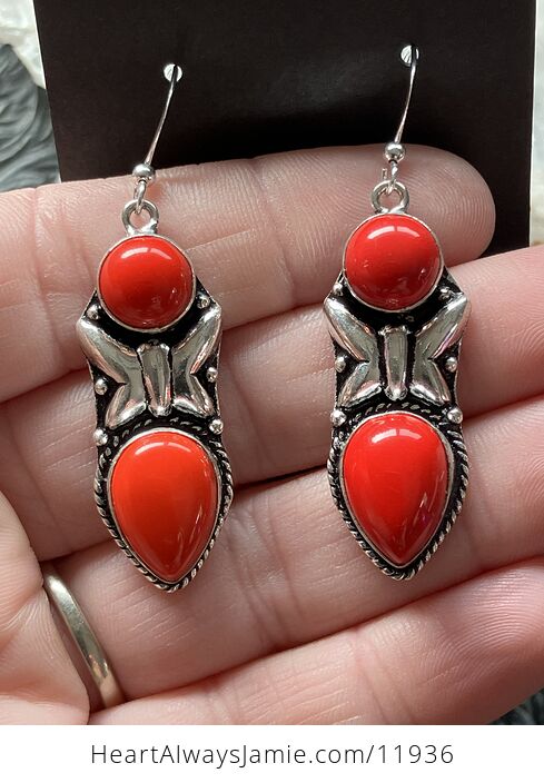 Red Coral Butterfly Crystal Stone Jewelry Earrings - #HL52LY3V0TI-1