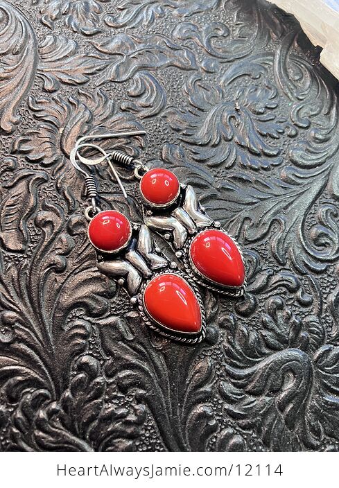 Red Coral Crystal Stone Jewelry Earrings with Butterflies - #WL9O2aSM2Ko-3