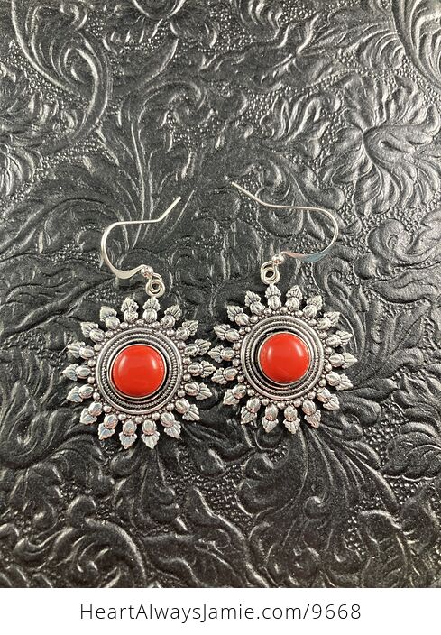Red Coral Floral Earrings Jewelry - #1M436iHGWF0-2