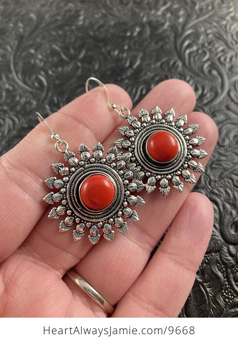Red Coral Floral Earrings Jewelry - #1M436iHGWF0-5
