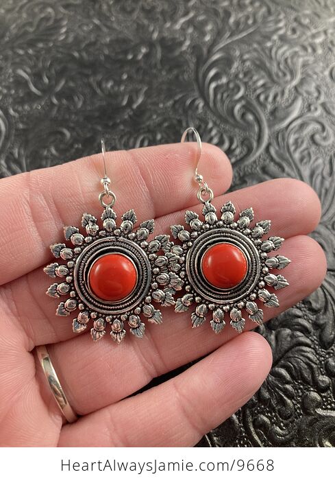 Red Coral Floral Earrings Jewelry - #1M436iHGWF0-1