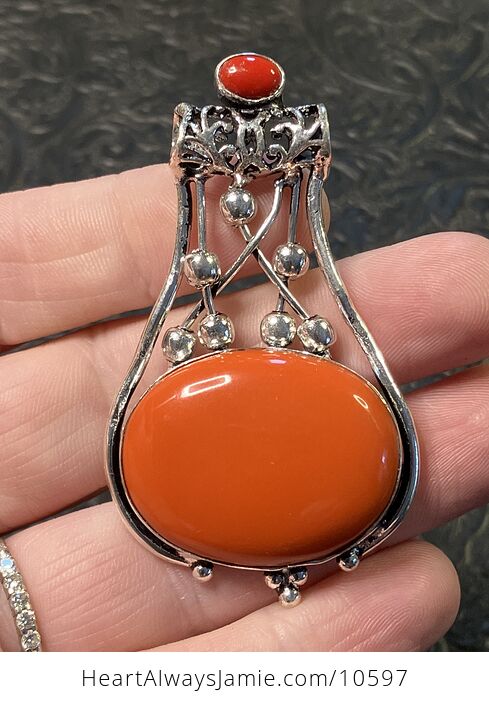 Red Coral Gemstone Jewelry Crystal Fidget Pendant - #iWc52kVLFj0-2