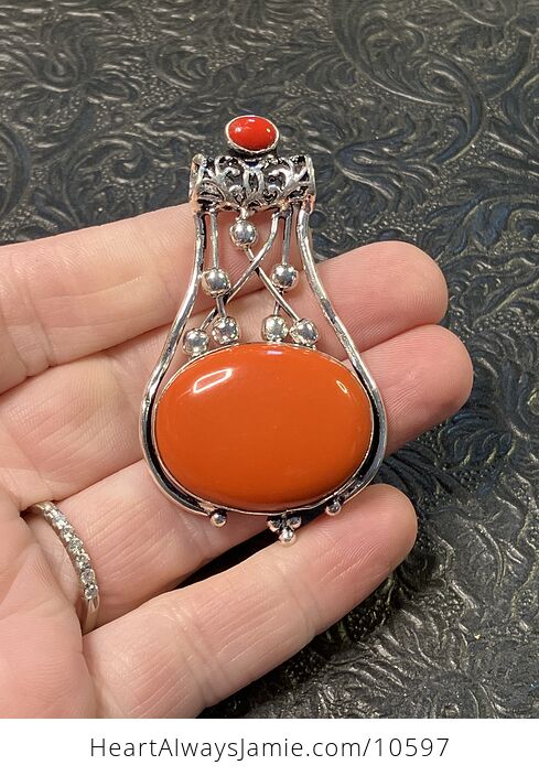 Red Coral Gemstone Jewelry Crystal Fidget Pendant - #iWc52kVLFj0-1