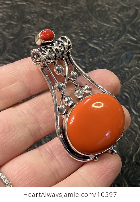 Red Coral Gemstone Jewelry Crystal Fidget Pendant - #iWc52kVLFj0-3