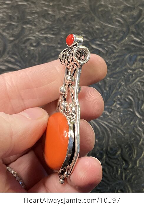 Red Coral Gemstone Jewelry Crystal Fidget Pendant - #iWc52kVLFj0-4