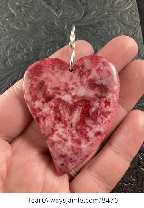 Red Crazy Lace Agate Heart Shaped Stone Jewelry Pendant Ornament - #Gt8gzLJoQRI-1