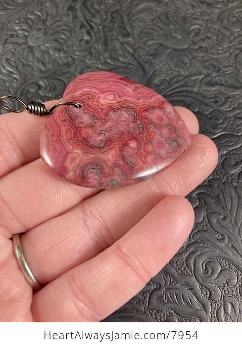 Red Crazy Lace Mexican Agate Heart Shaped Stone Jewelry Pendant - #GKUad5pJ5vg-7