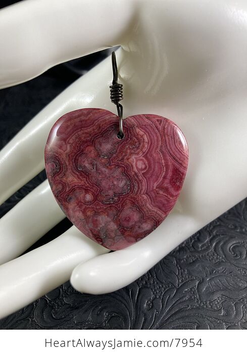 Red Crazy Lace Mexican Agate Heart Shaped Stone Jewelry Pendant - #GKUad5pJ5vg-2