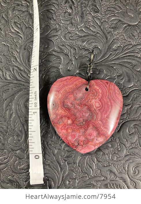 Red Crazy Lace Mexican Agate Heart Shaped Stone Jewelry Pendant - #GKUad5pJ5vg-5