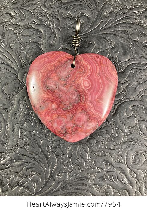 Red Crazy Lace Mexican Agate Heart Shaped Stone Jewelry Pendant - #GKUad5pJ5vg-4