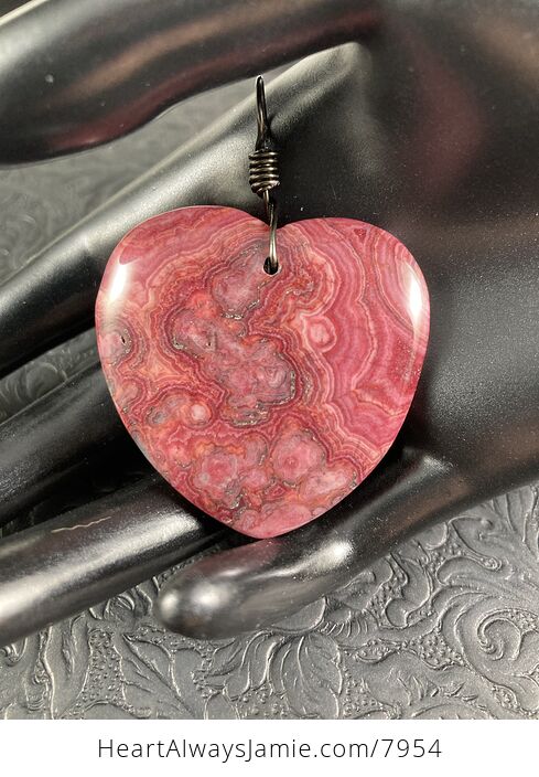 Red Crazy Lace Mexican Agate Heart Shaped Stone Jewelry Pendant - #GKUad5pJ5vg-3