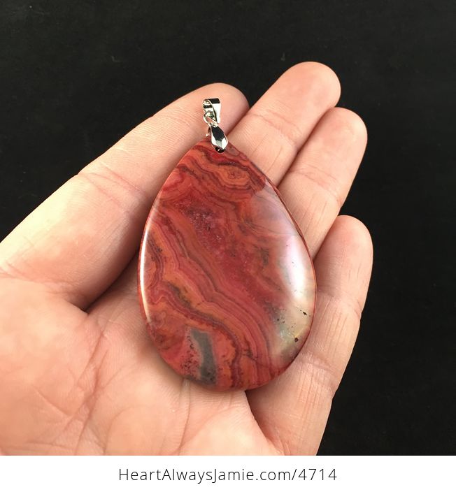 Red Crazy Lace Mexican Agate Stone Jewelry Pendant - #ApbrduMZ66k-2