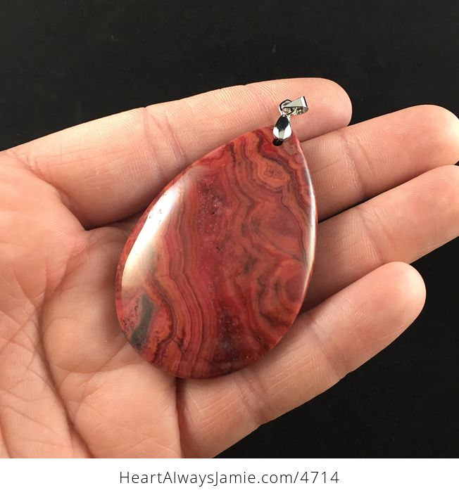 Red Crazy Lace Mexican Agate Stone Jewelry Pendant - #ApbrduMZ66k-3