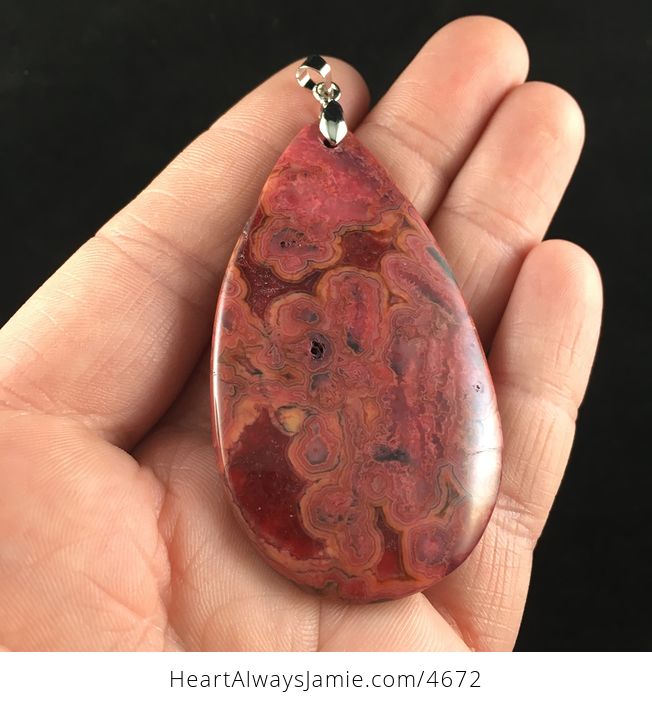 Red Crazy Lace Mexican Agate Stone Jewelry Pendant - #quH3wxIxPyo-2