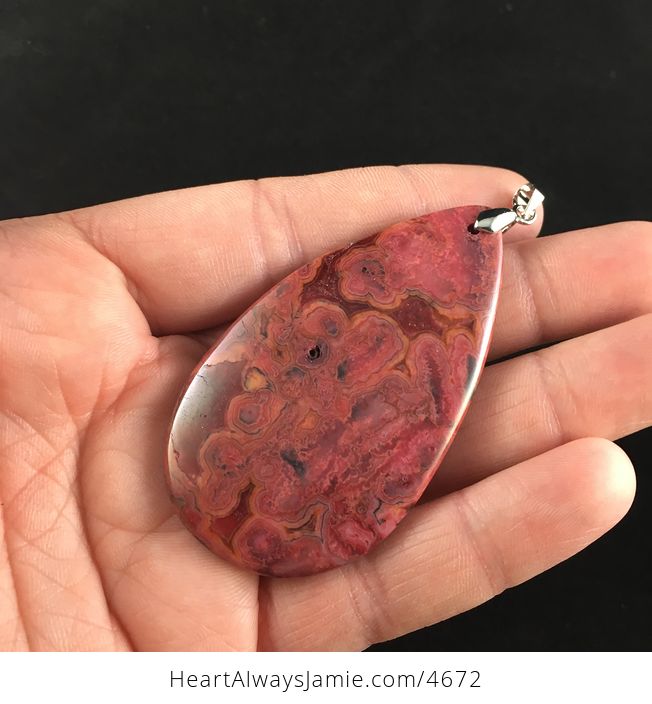 Red Crazy Lace Mexican Agate Stone Jewelry Pendant - #quH3wxIxPyo-3