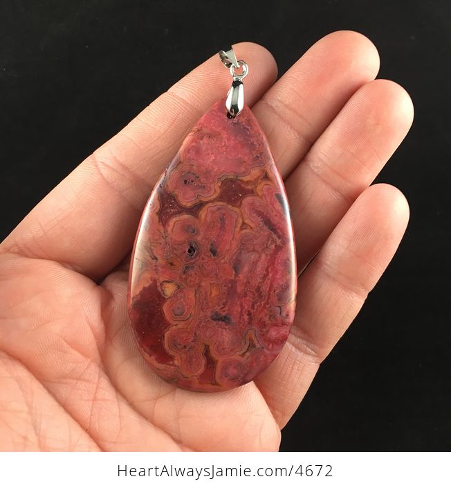 Red Crazy Lace Mexican Agate Stone Jewelry Pendant - #quH3wxIxPyo-1