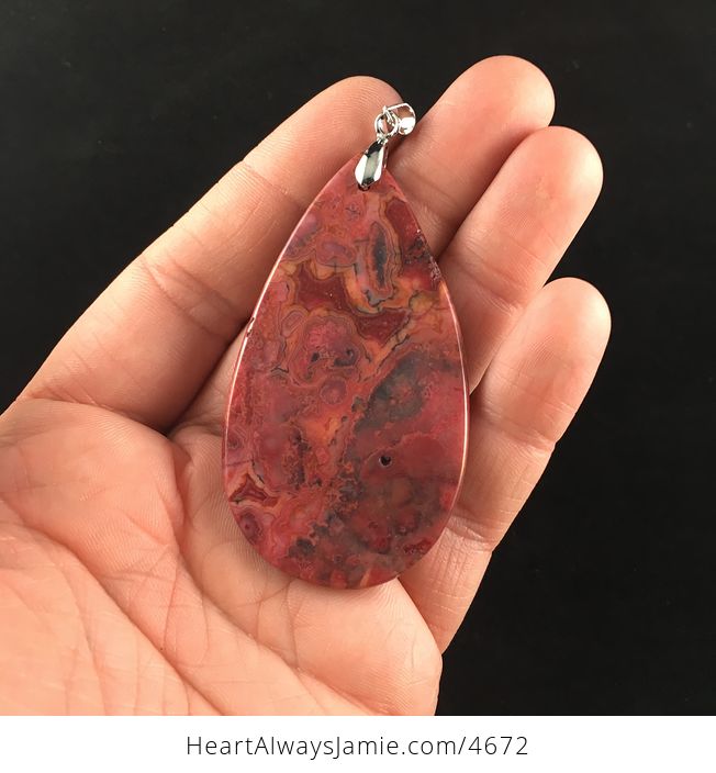 Red Crazy Lace Mexican Agate Stone Jewelry Pendant - #quH3wxIxPyo-5