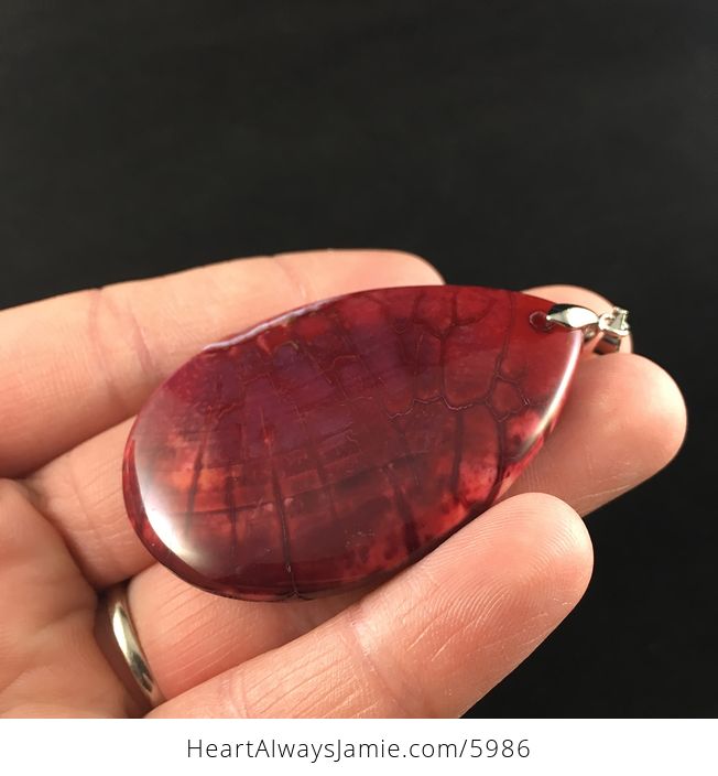Red Dragon Veins Agate Stone Jewelry Pendant - #NL4wX0v6WNg-3
