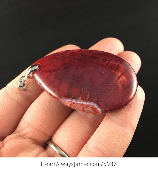 Red Dragon Veins Agate Stone Jewelry Pendant - #NL4wX0v6WNg-4