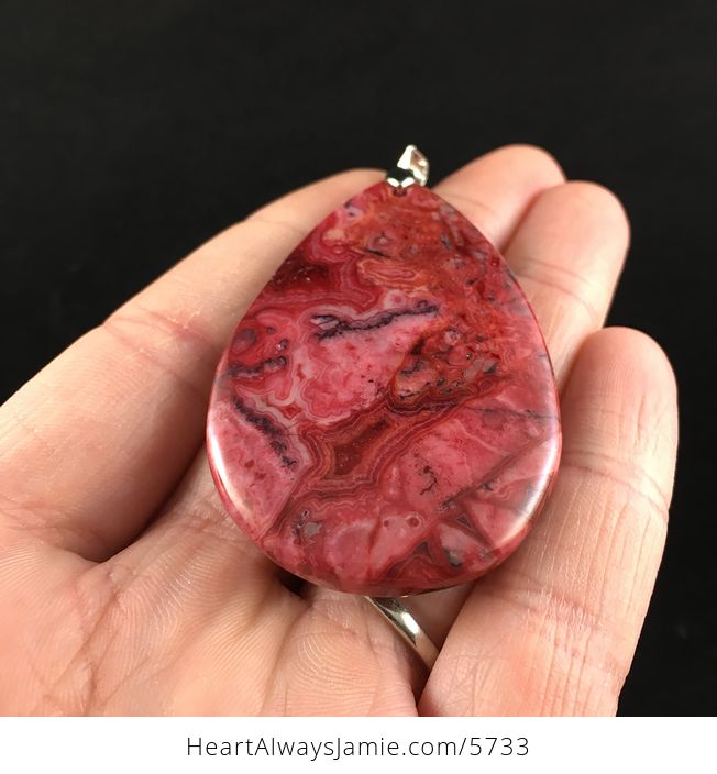 Red Druzy Crazy Lace Agate Stone Jewelry Pendant - #De89GjXAC6Y-2