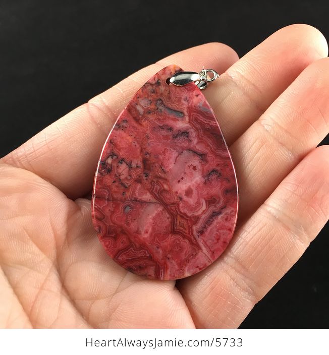 Red Druzy Crazy Lace Agate Stone Jewelry Pendant - #De89GjXAC6Y-6
