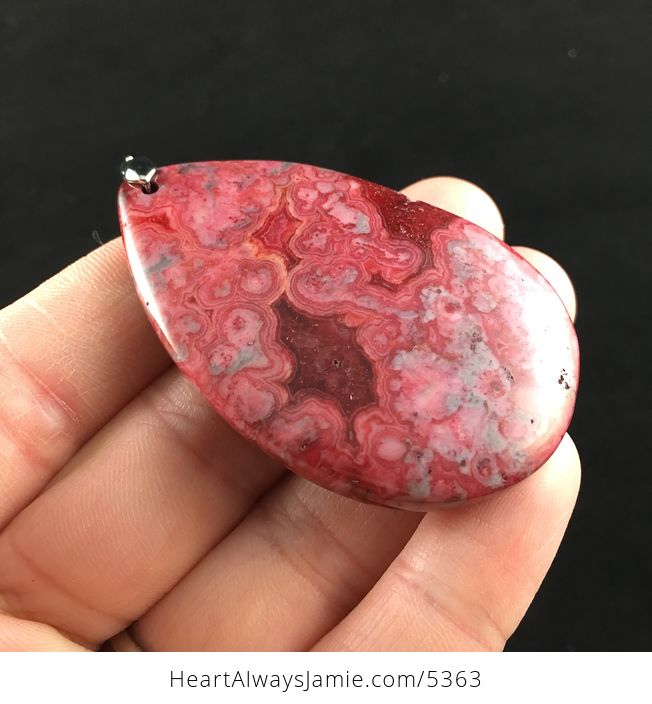 Red Druzy Crazy Lace Agate Stone Jewelry Pendant - #qHQjrb4TkDQ-4