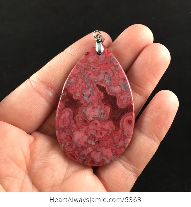 Red Druzy Crazy Lace Agate Stone Jewelry Pendant - #qHQjrb4TkDQ-6