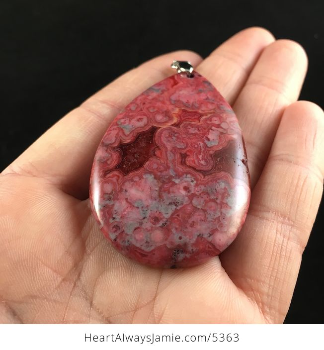 Red Druzy Crazy Lace Agate Stone Jewelry Pendant - #qHQjrb4TkDQ-2