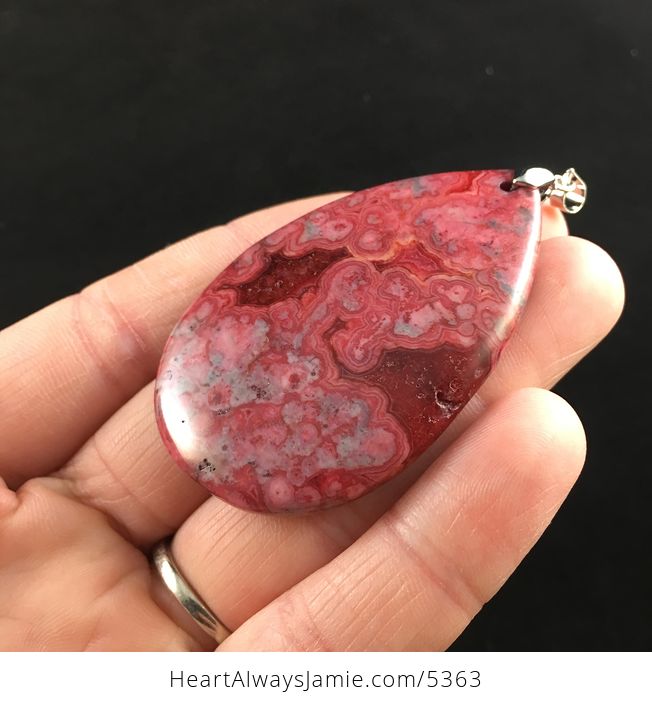 Red Druzy Crazy Lace Agate Stone Jewelry Pendant - #qHQjrb4TkDQ-3