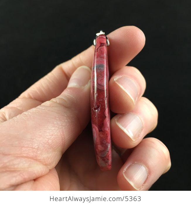 Red Druzy Crazy Lace Agate Stone Jewelry Pendant - #qHQjrb4TkDQ-5