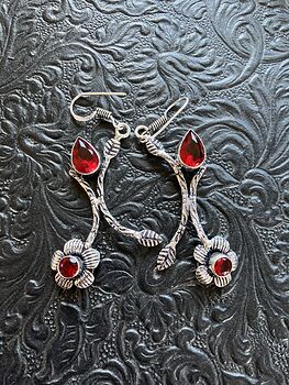 Red Floral Crystal Jewelry Earrings #JdlRgLlXzZc