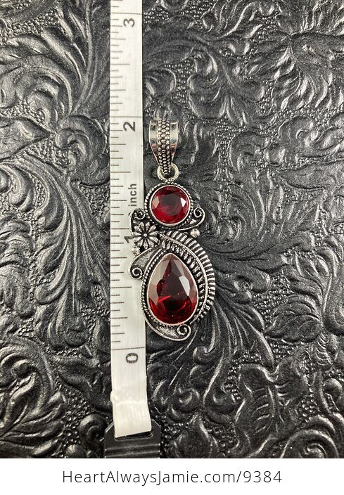 Red Garnet Crystal Stone and Floral Jewelry Pendant - #kvnRUmQnR7Q-1