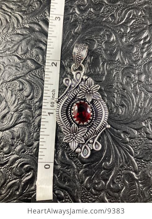 Red Garnet Crystal Stone and Floral Jewelry Pendant - #wsiDVn9Q7qE-1