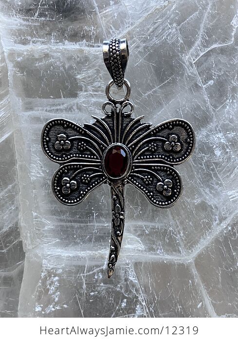 Red Garnet Dragonfly Stone Jewelry Crystal Pendant - #cDiEHegKEkQ-7