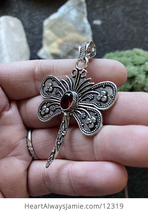 Red Garnet Dragonfly Stone Jewelry Crystal Pendant - #cDiEHegKEkQ-5