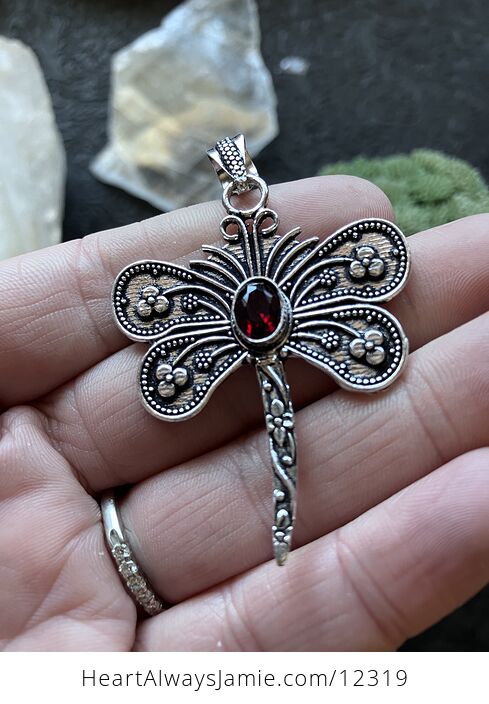 Red Garnet Dragonfly Stone Jewelry Crystal Pendant - #cDiEHegKEkQ-2