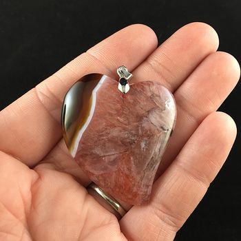 Red Heart Shaped Druzy Agate Stone Jewelry Pendant #6Y3i3ArlqdA