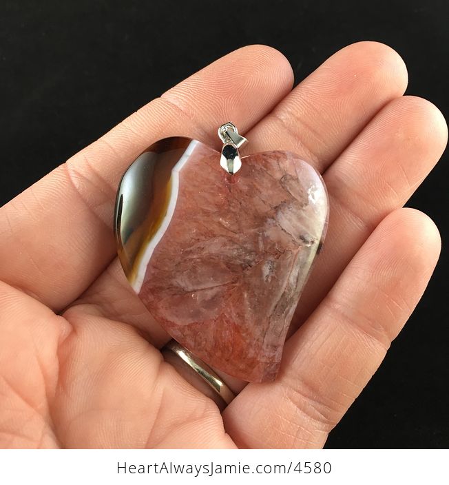 Red Heart Shaped Druzy Agate Stone Jewelry Pendant - #6Y3i3ArlqdA-1