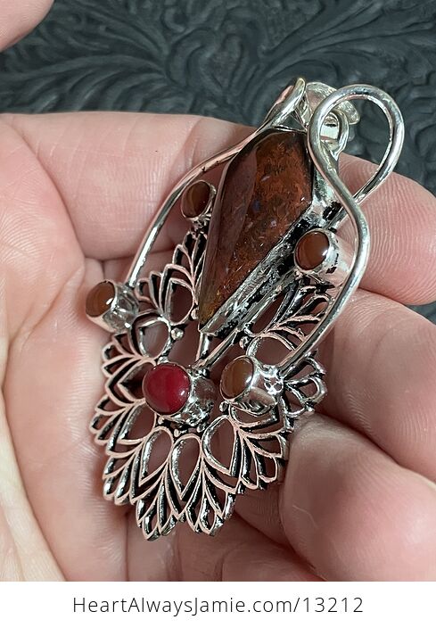 Red Indian Agate Coral and Carnelian Pendant Stone Crystal Jewelry - #w43974Gzu1s-3