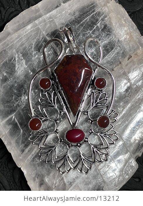 Red Indian Agate Coral and Carnelian Pendant Stone Crystal Jewelry - #w43974Gzu1s-7