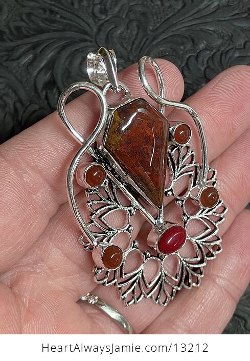 Red Indian Agate Coral and Carnelian Pendant Stone Crystal Jewelry - #w43974Gzu1s-2