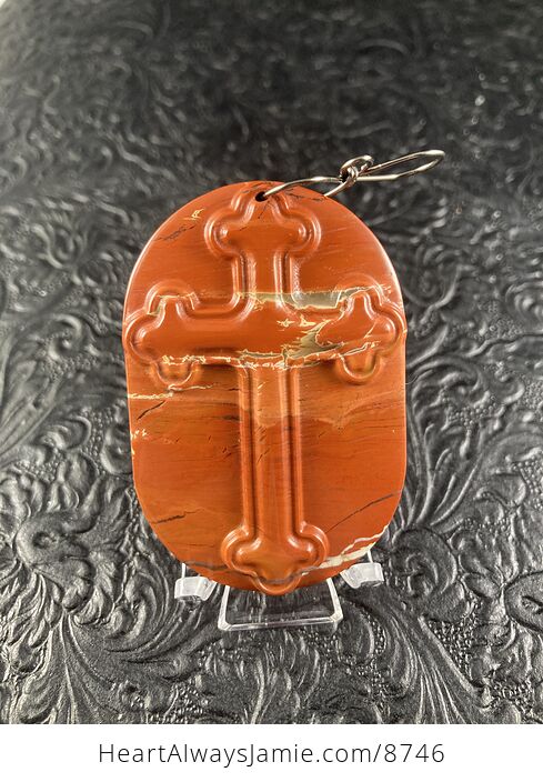 Red Jasper Cross Stone Jewelry Pendant Mini Art Ornament - #i9DIyLgprHs-6